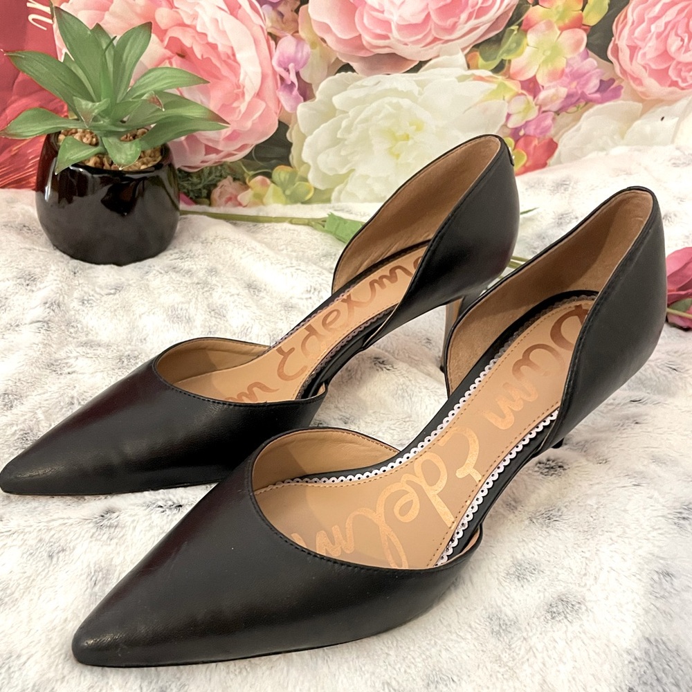 Sam Edelman Woman JAINA Black Leather Slip-On Pumps Size: 9M